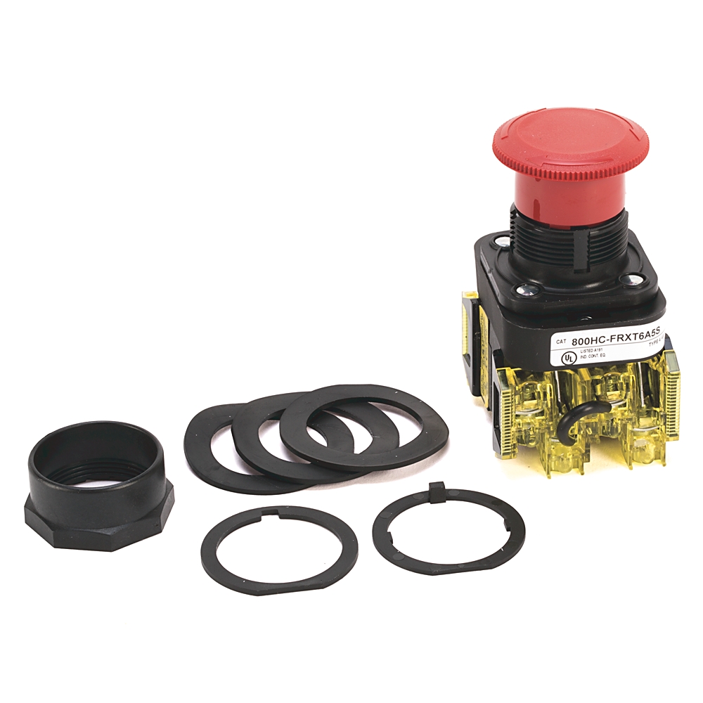 Product image for Switch push-pull/twist release non-illuminated 1NO1NC red
