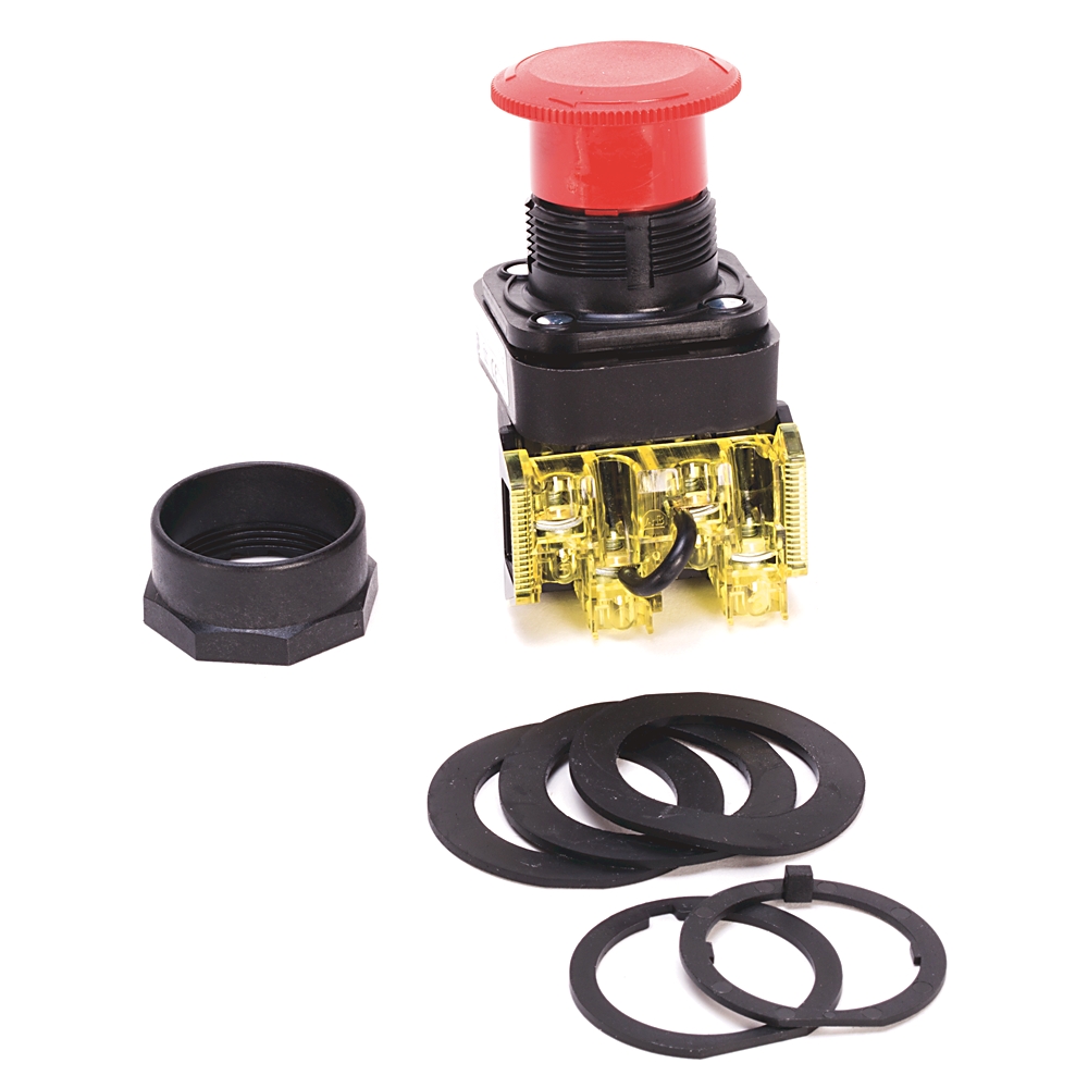 Product image for Operator pushbutton 2-position finger safe guards red