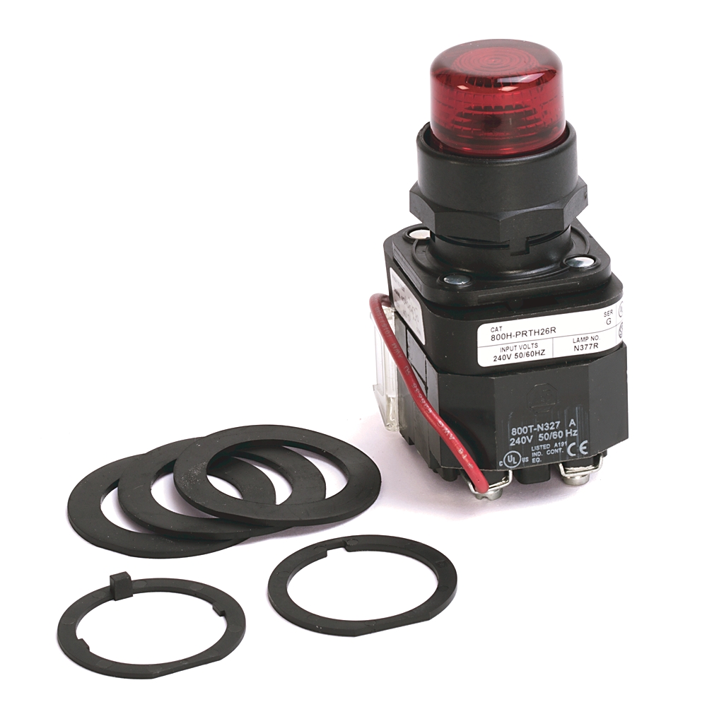 Product image for Light pilot push-to-test LED 240VAC amber lens
