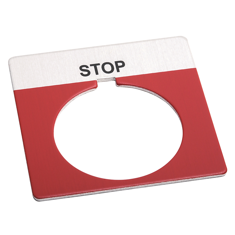 Product image for ABRA 800T-X550 NAMEPLATE 'STOP' 30.5MM