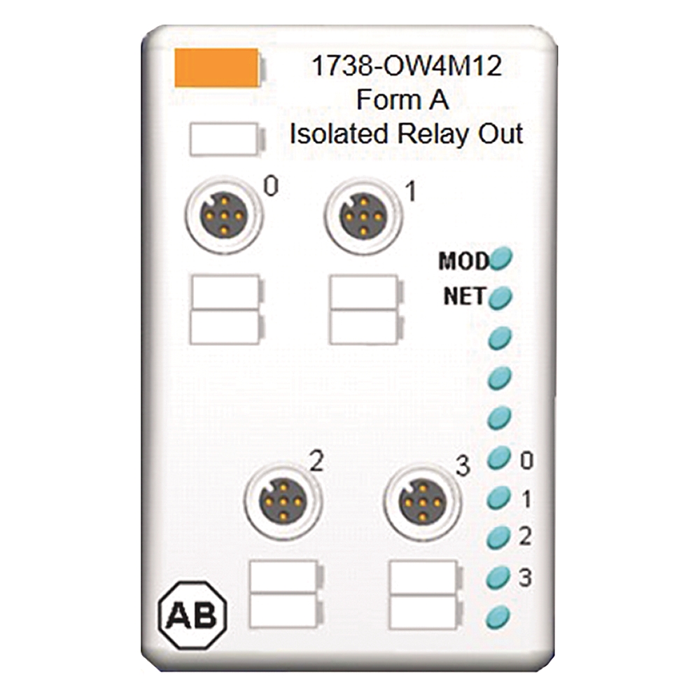 Product image for ABRA 1738-OW4M12 24VDC 4 RELY N.O. O/P M12 CONN
