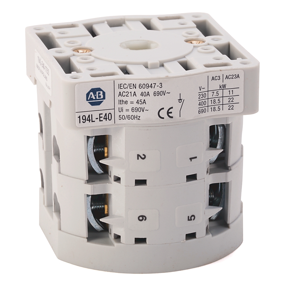 Product image for Switch control & load IEC front/door mount 3-pole 2-position 90..... on/off 40A