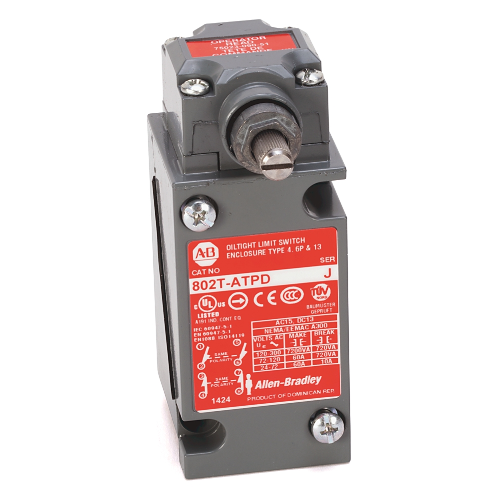ABRA 802T-ATPD LIMIT SWITCH NEMA TYPE 4 AND 13 OILTIGHT  CONSTRUCTION PLUG-IN SAFETY SWITCH LEVER TYPE SPRING RETURN STANDARD OPERATING TORQUE 4-CIRCUIT CLOCKWISE AND COUNTERCLOCKWISE OPERATION