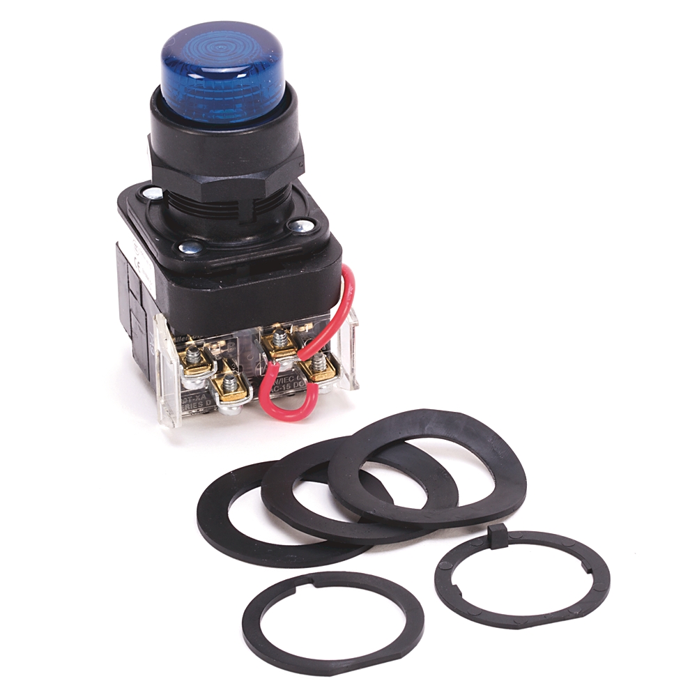 Product image for Light pilot push-to-test LED 120VAC blue lens