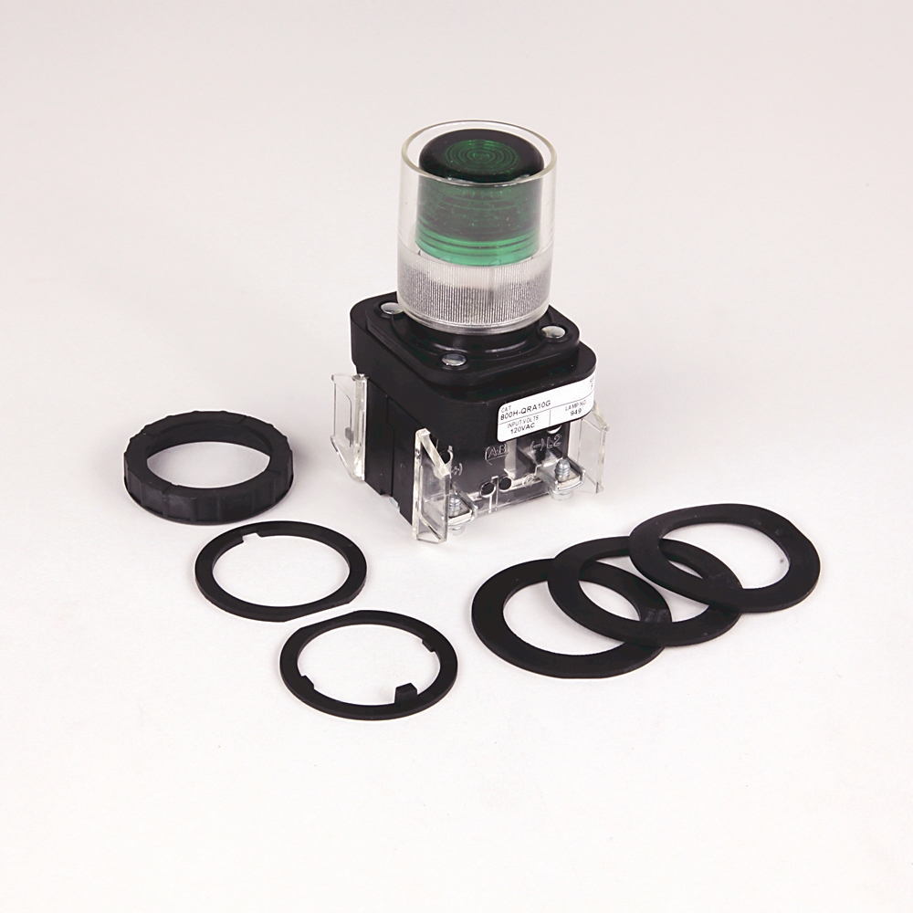 Product image for Push button switch illuminated green