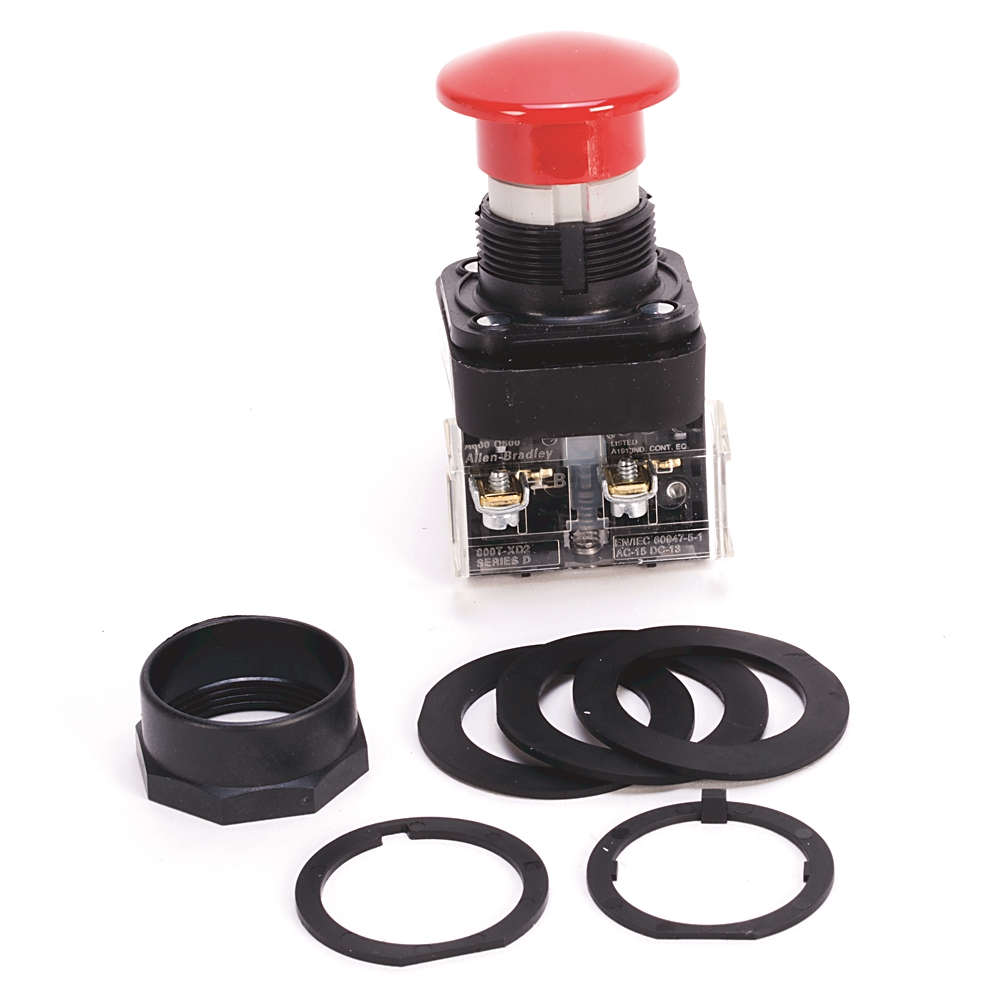 Product image for Pushbutton 2NO-2NC mushroom head red