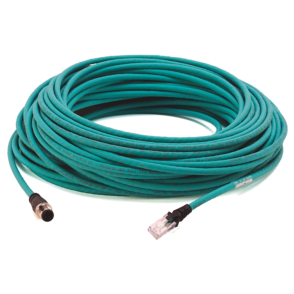 Product image for Patchcord 4-conductor M12 male/RJ45 straight high flex teal 35m