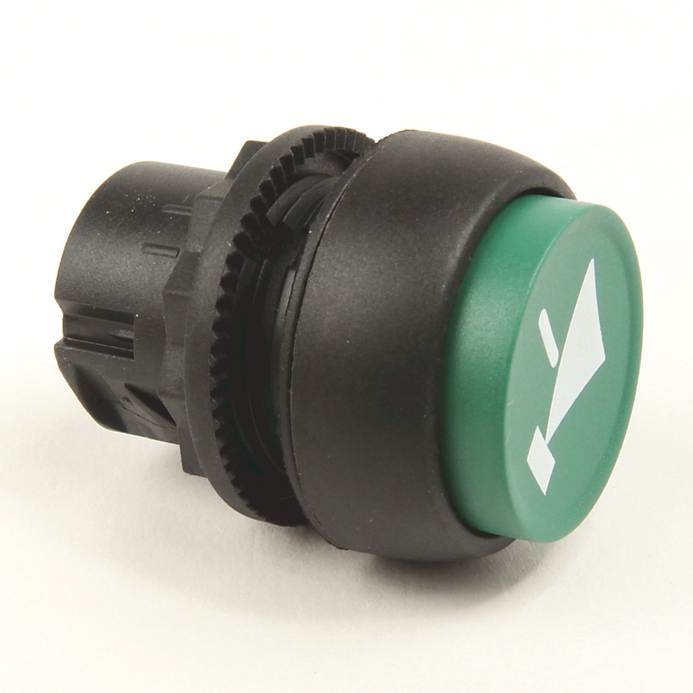 Product image for Pushbutton round plastic extended green 22mm