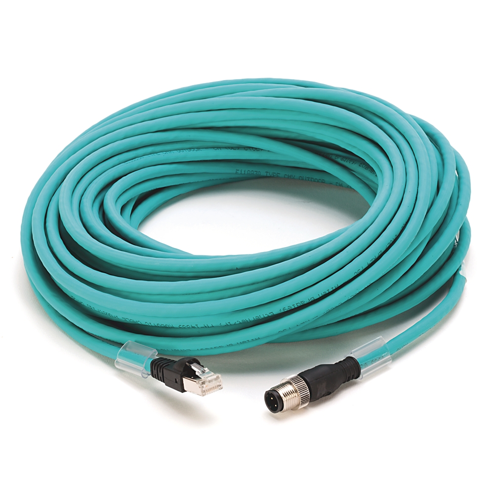 Product image for Patchcord 4-conductor M12 male/RJ45 straight high flex teal 20m