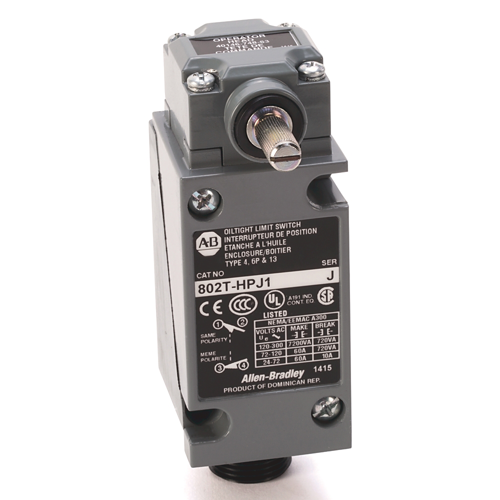 Product image for Switch limit plug-in spring return lever 2-circuit 0.56Nm 120VAC