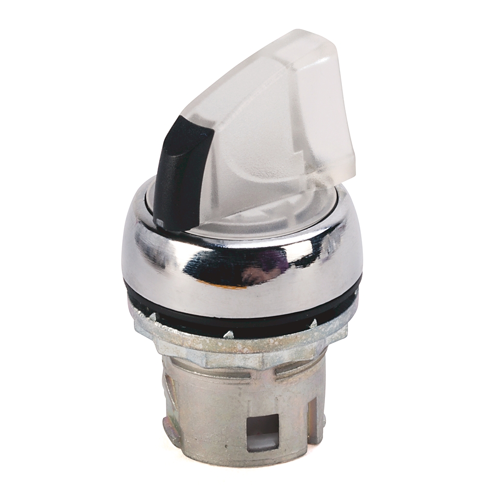 Product image for ABRA 800FM-LSM27 SWITCH SELECTOR 2POSITION ILLUM WHITE METAL 22.5MM