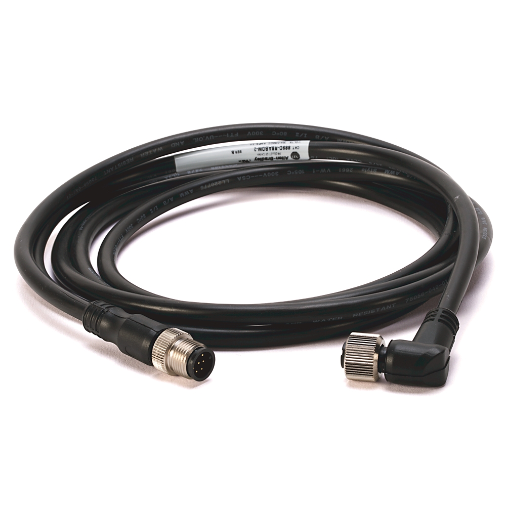 Product image for Patchcord DC-micro female right angle male straight 8-pin 24AWG 1.5A 30VAC/36VDC 2m