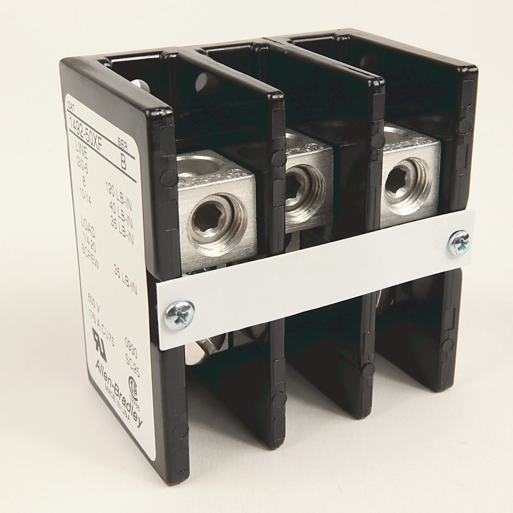 Product image for Block terminal 3-pole tap binding screw 175A 600VAC/DC