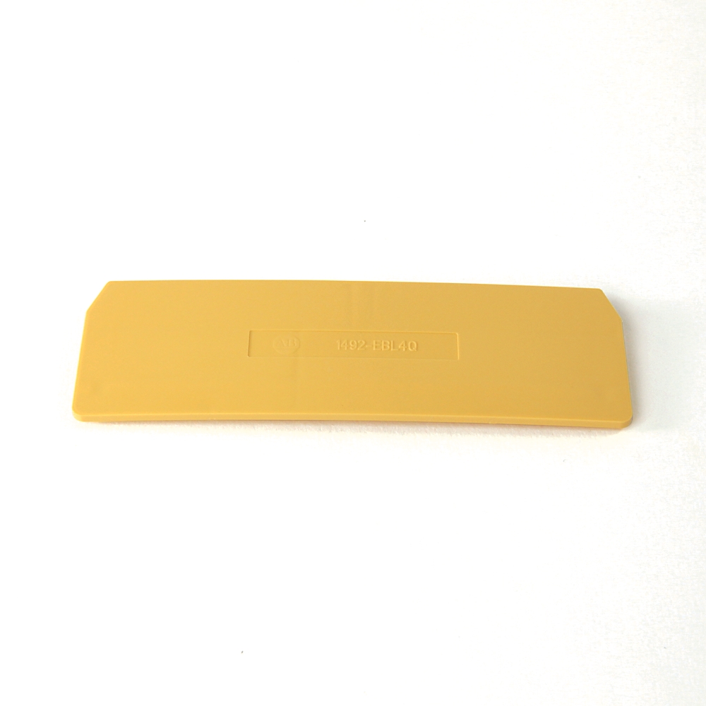 Product image for Barrier end for spring clamp terminal block yellow 0.08x1.37x4.13"