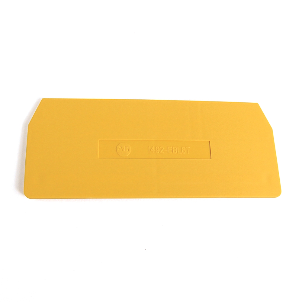 Product image for Barrier end for spring clamp terminal block yellow 0.08x1.45x3.54"