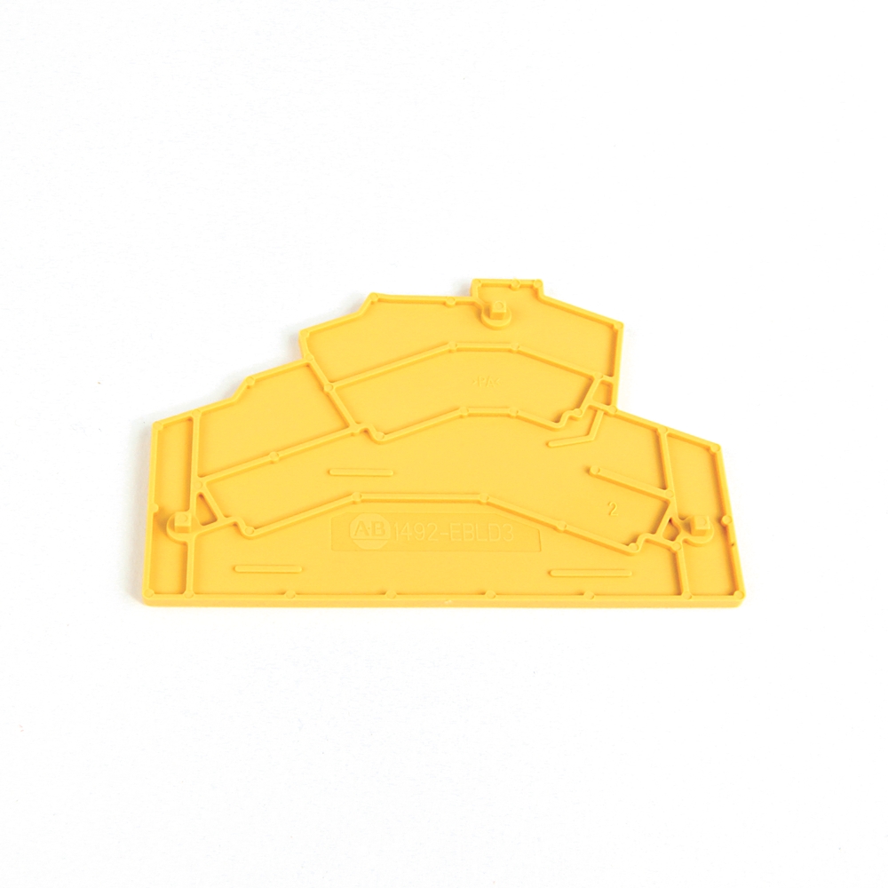 Product image for Barrier end for spring clamp terminal block yellow 0.08x1.87x2.85"