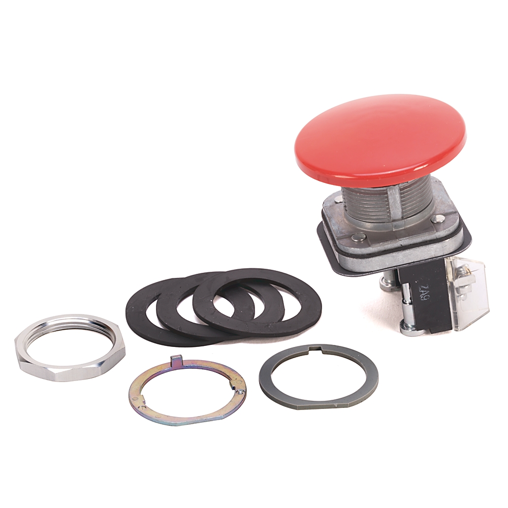 Product image for Pushbutton momentary 1NO-1NC jumbo mushroom head plastic red