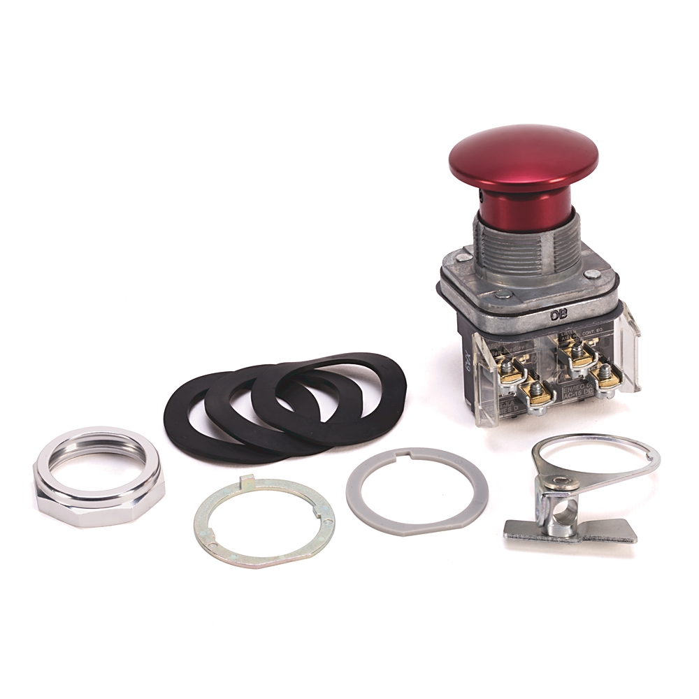 Product image for Pushbutton momentary 1NC mushroom head padlocking red