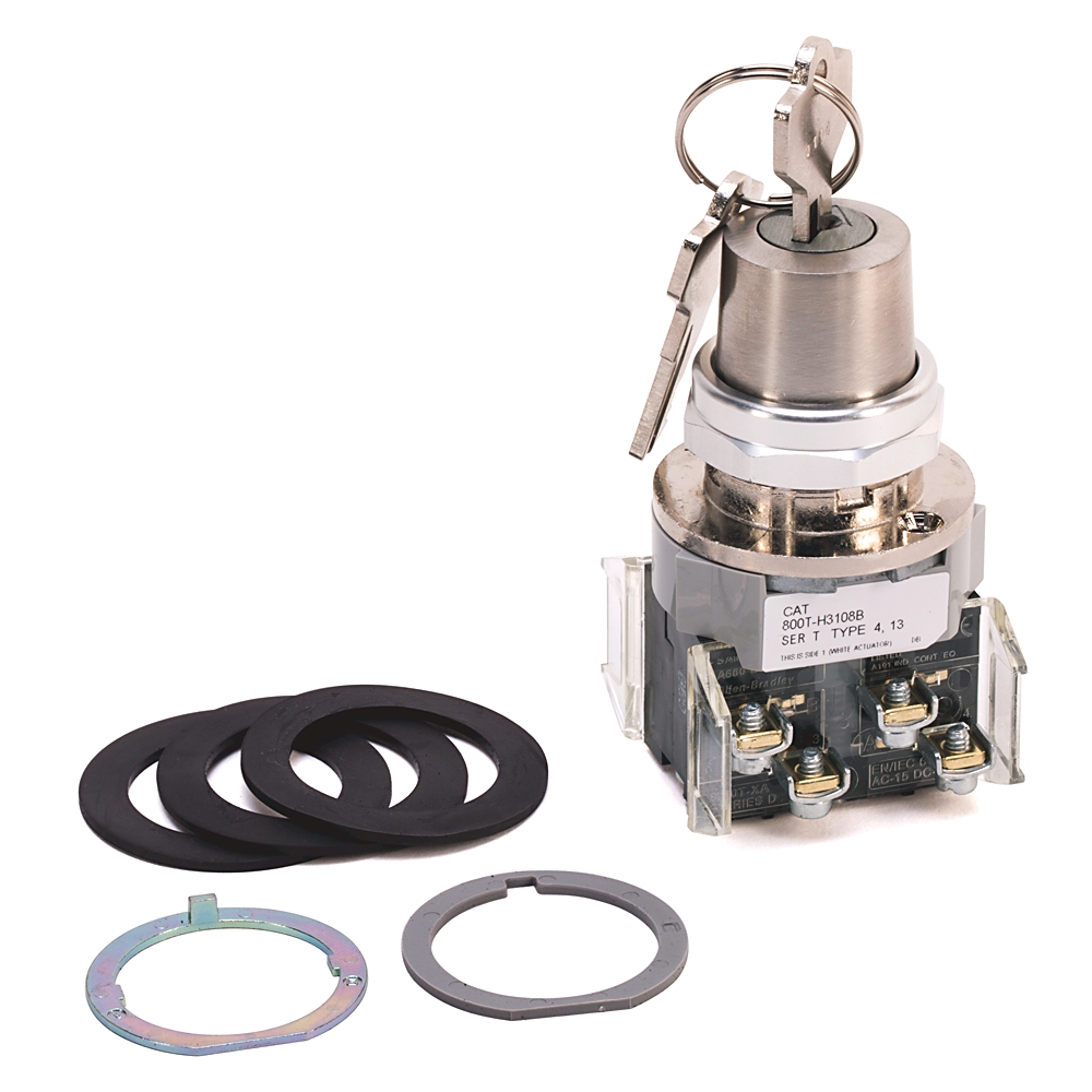 Product image for ABRA 800T-H3109A SWITCH SELECTOR 2POSITION NON ILLUM KEY REM LEFT MAINTAINED KEY D587 CYLINDER LOCK 1NO 1NC