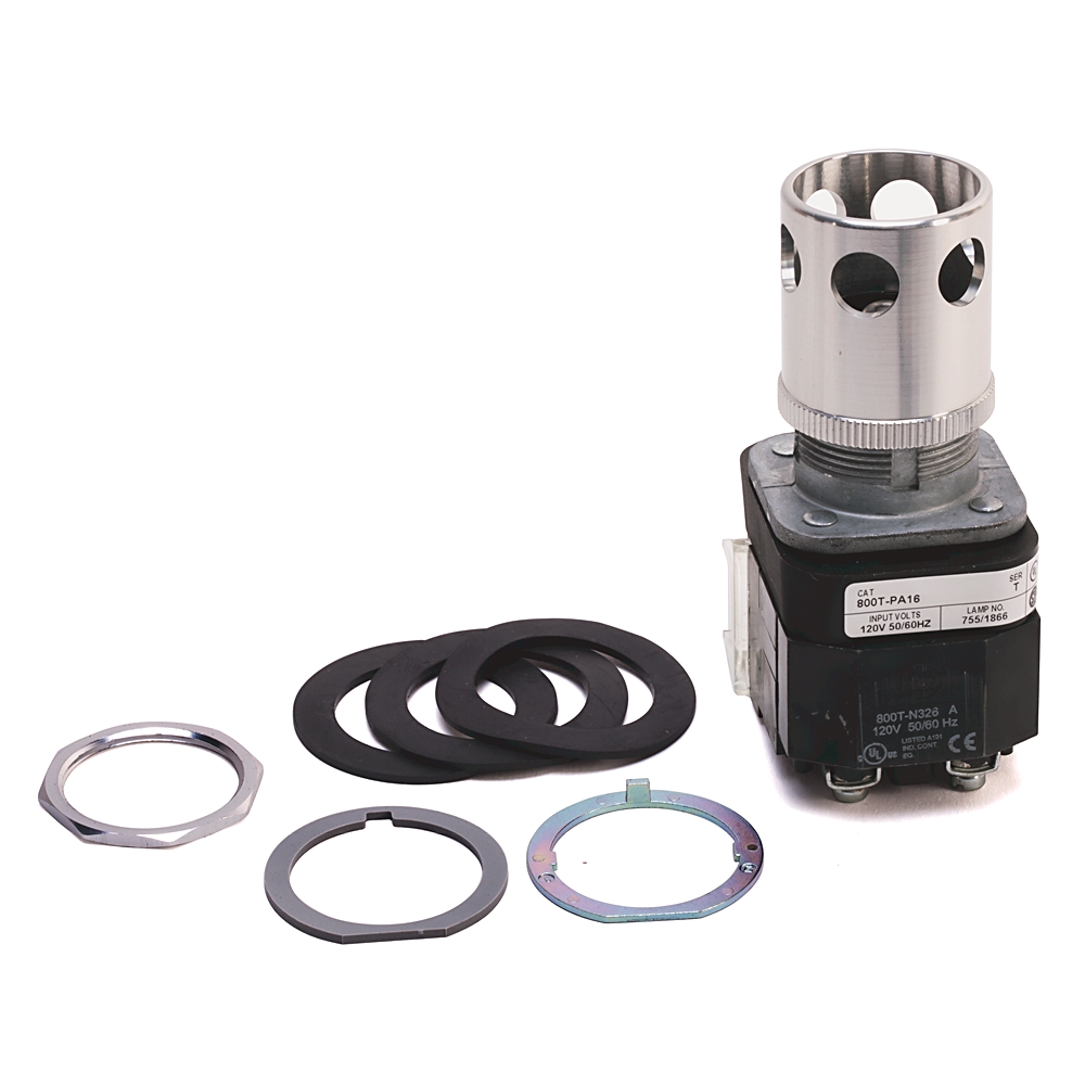 Product image for ABRA 800T-PA16 PUSHBUTTON 30.5MM 120V TRANSFORMER TYPE EXTENDED HEAD W GUARD
