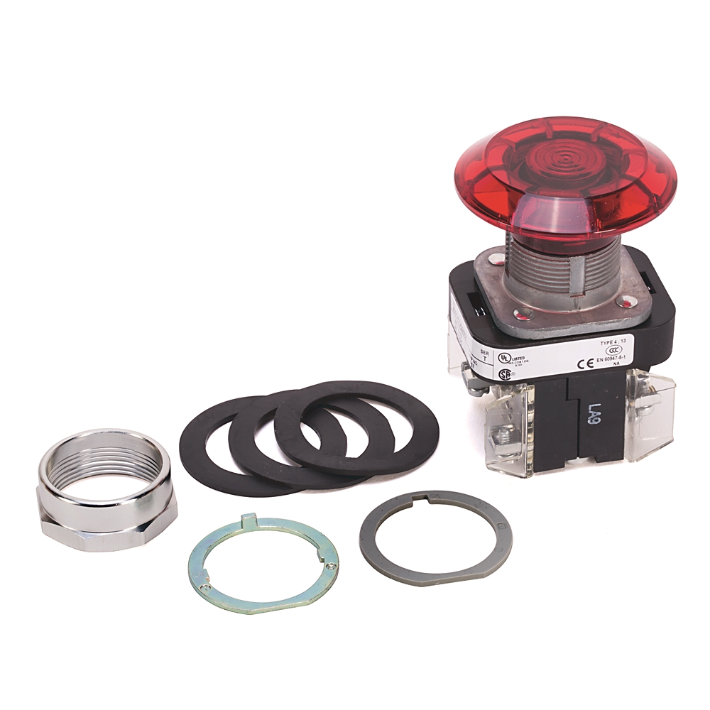 Product image for Operator push-pull 1NO-1NC jumbo mushroom head incandescent 24VAC/DC red