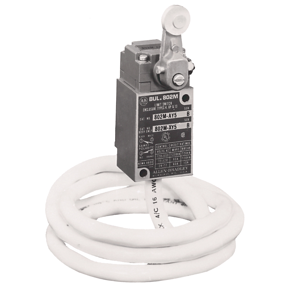Product image for ABRA 802M-HY5 LIMIT SWITCH PRE-WIRED FACTORY SEALED COMPLETE SWITCH LEVER TYPE SPRING RETURN HIGH OPERATING TORQUE 2-CIRCUIT CLOCKWISE AND COUNTERCLOCKWISE DIRECTIONS 1.52M (5FT) LENGTH STO CABLE