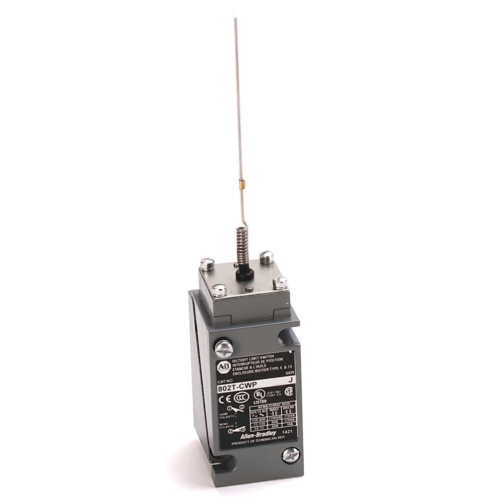 Product image for ABRA 802T-CWP1 LIMIT SWITCH NEMA TYPE 4 AND 13 OILTIGHT CONSTRUCTION PLUG-IN CAT WHISKER WIRE 2-CIRCUIT HEAD ONLY