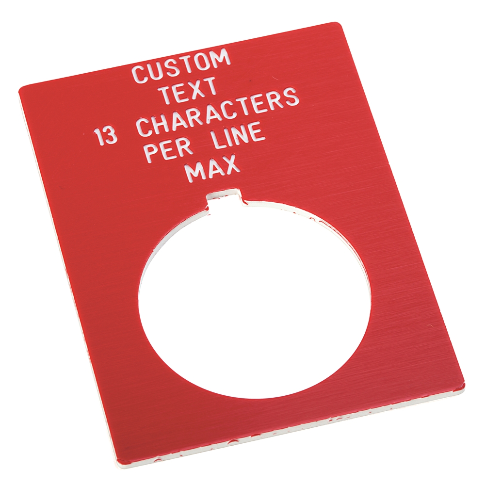 Product image for Plate legend custom text jumbo NEMA-4/4X red