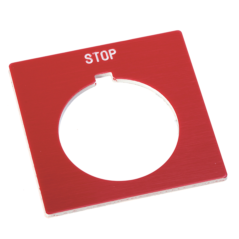 Product image for 30mm 800H FEED STOP Red Legend Plate
