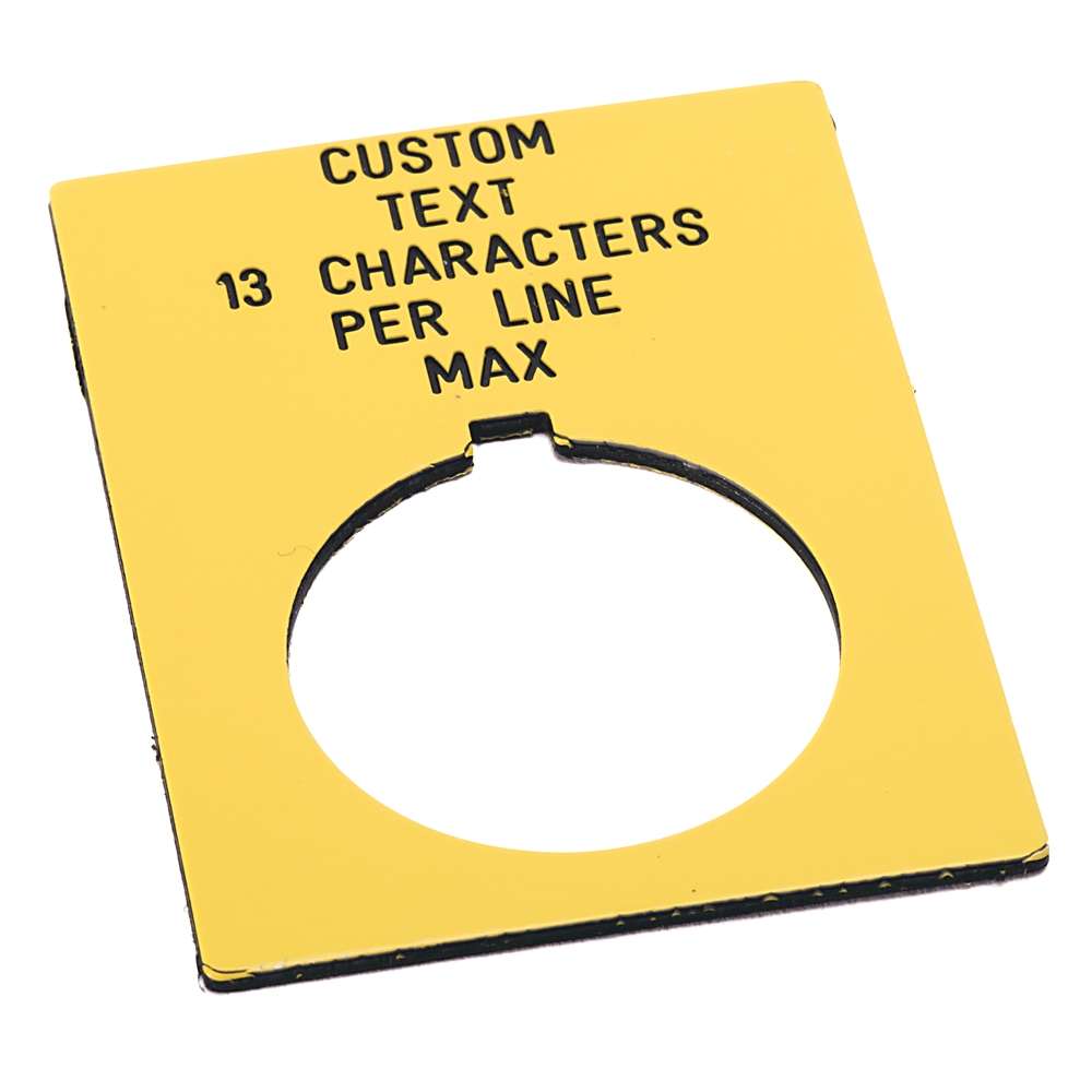 Product image for Plate legend custom text jumbo NEMA-4/4X yellow