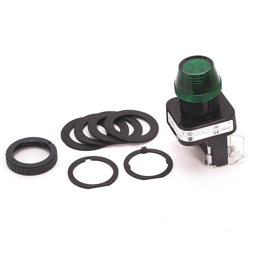 Product image for Light pilot incandescent full voltage/universal 24VAC/DC green