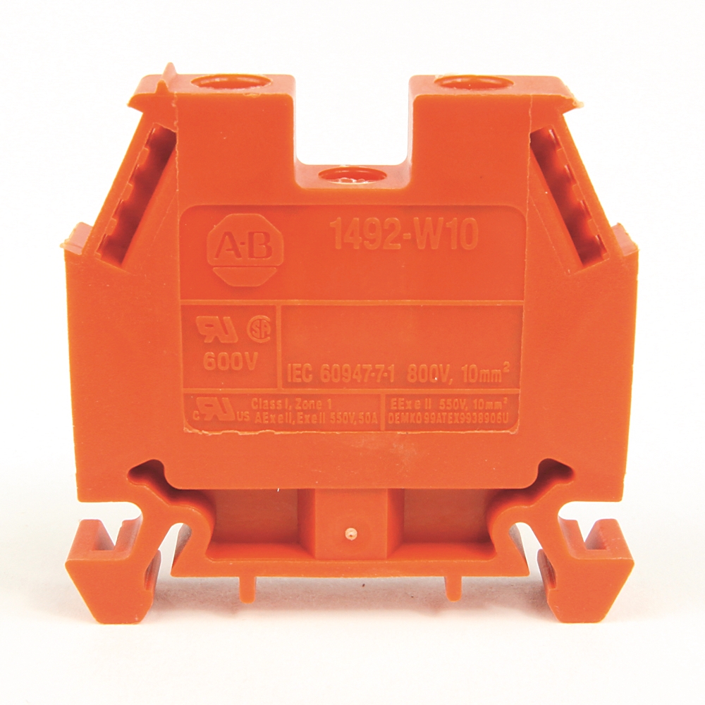 Product image for Block terminal 1-circuit screw feed-through 8-22AWG 50A 600V orange