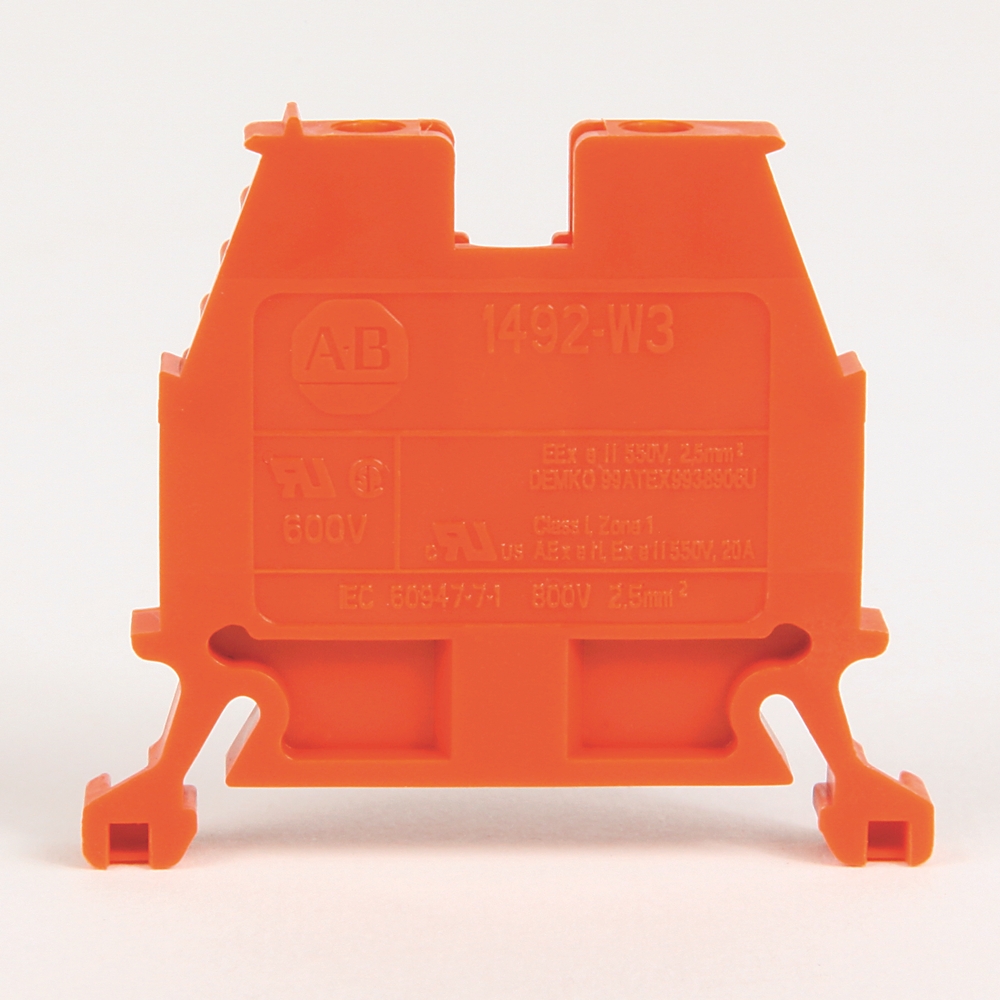 Product image for Block terminal 1-circuit screw feed-through 14-22AWG 20A 600V orange