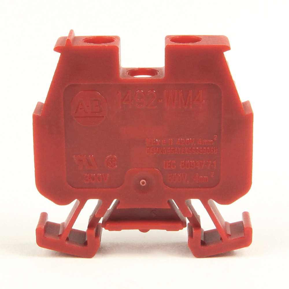 Product image for Block terminal mini 1-circuit screw 12-22AWG 20A 300V red