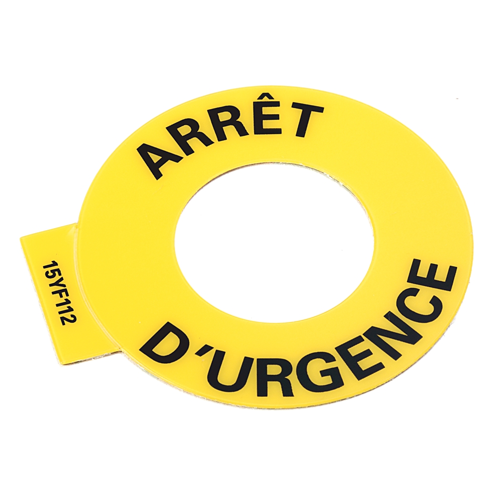 Product image for Legend plate 22mm yellow 60mm round ARRET D'URGENCE