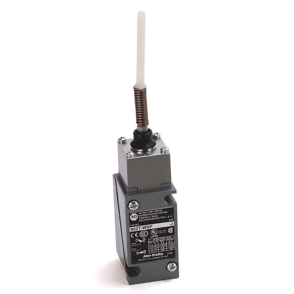 Product image for ABRA 802T-WSP1 LIMIT SWITCH NEMA TYPE 4 AND 13 OILTIGHT CONSTRUCTION PLUG-IN WOBBLE STICK NYLON 2-CIRCUIT HEAD ONLY
