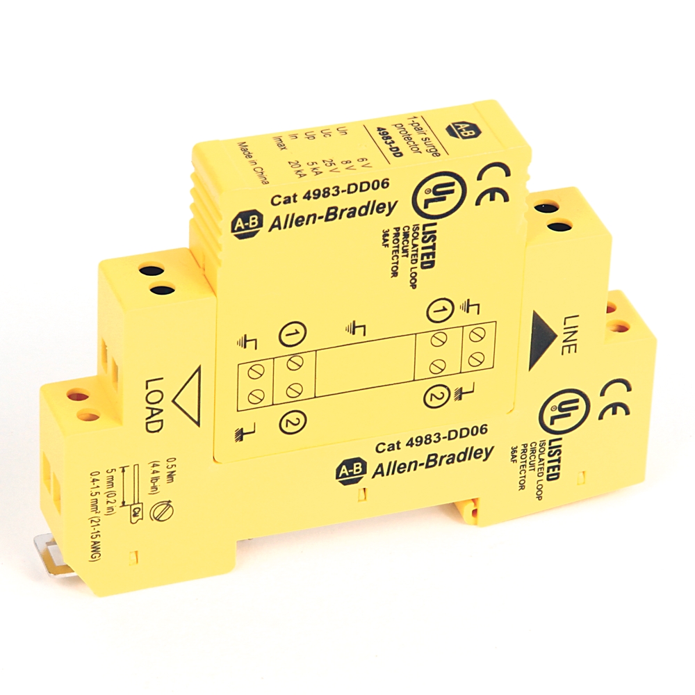 Product image for ABRA 4983-DD24 SURGE SUPPRESSOR 24VDC DIODE 3TERMINAL DIN RAIL MOUNT
