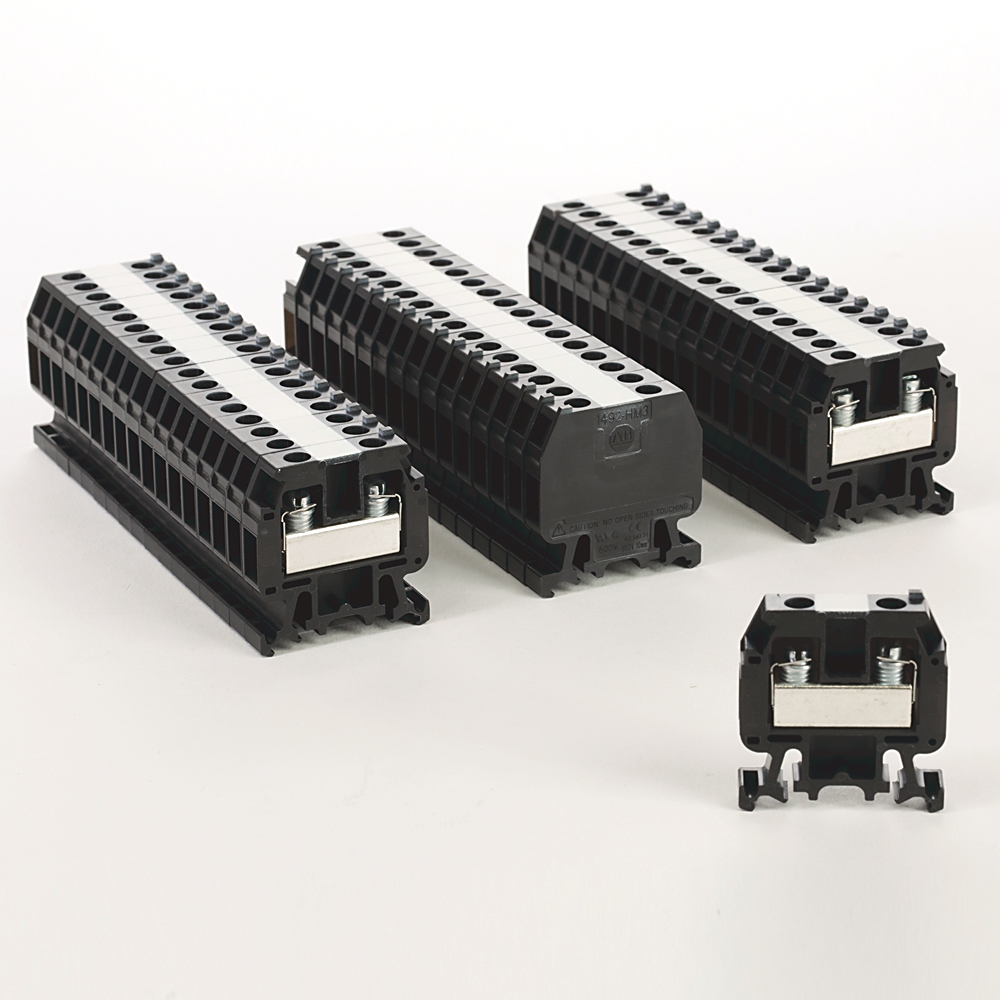 Product image for Block terminal 1-circuit finger-safe multi-rail mount 12-30AWG 24A 600V black