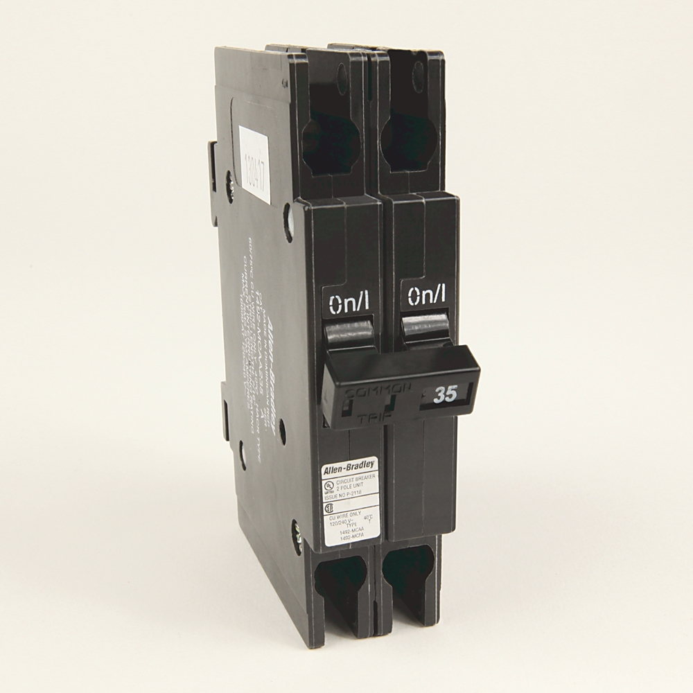 Product image for Breaker, 1/2" wide, 10 kA AIC, 2 pole, 35 Amp