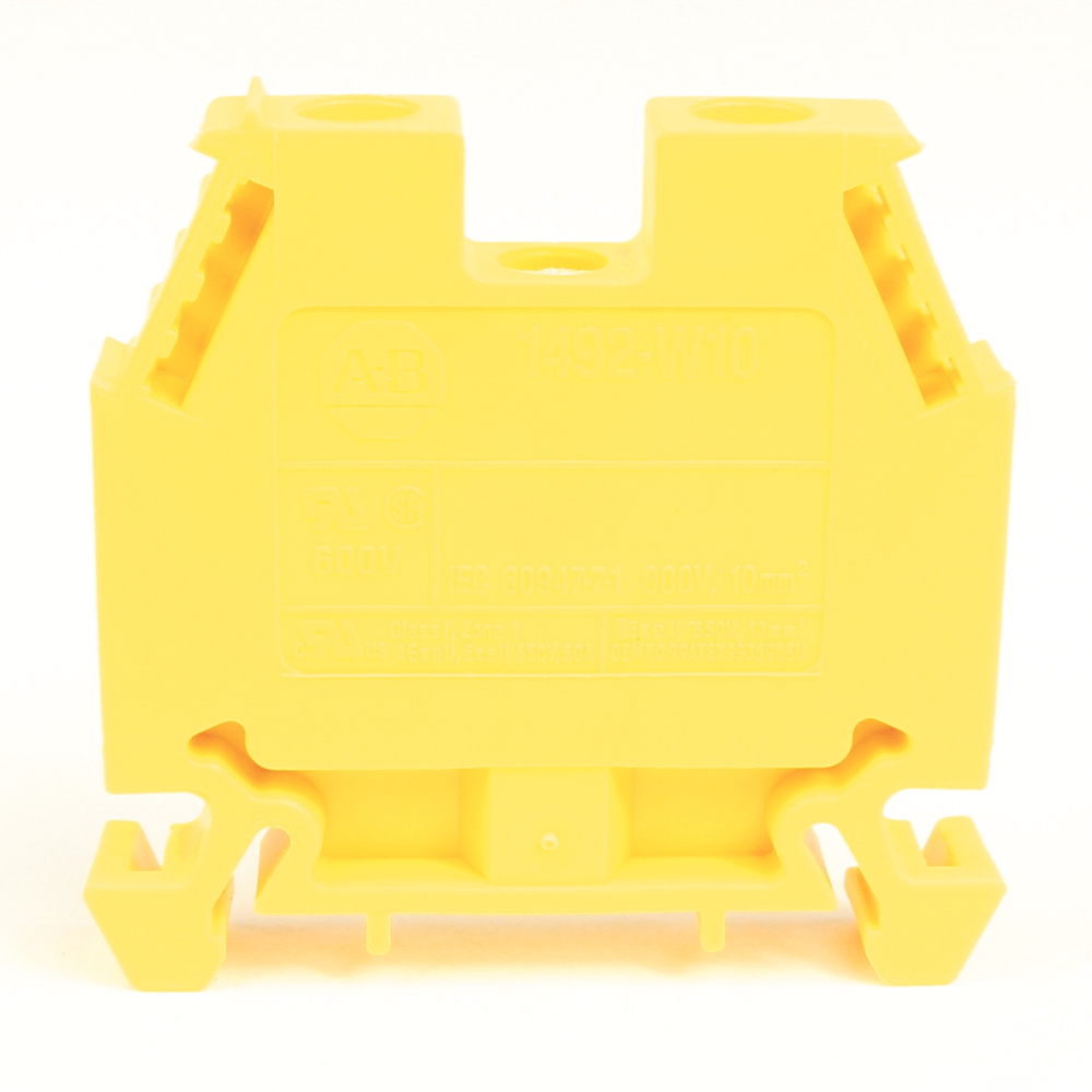 Product image for Block terminal 1-circuit screw feed-through 8-22AWG 50A 600V yellow