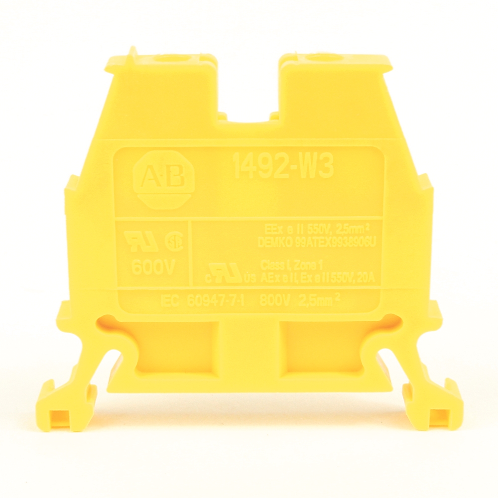 Product image for Block terminal 1-circuit screw feed-through 14-22AWG 20A 600V yellow