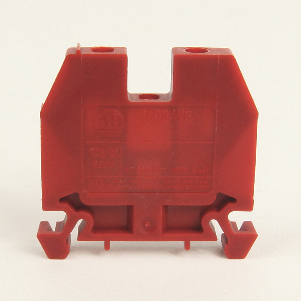 Product image for Block terminal 1-circuit screw feed-through 10-22AWG 40A 600V red