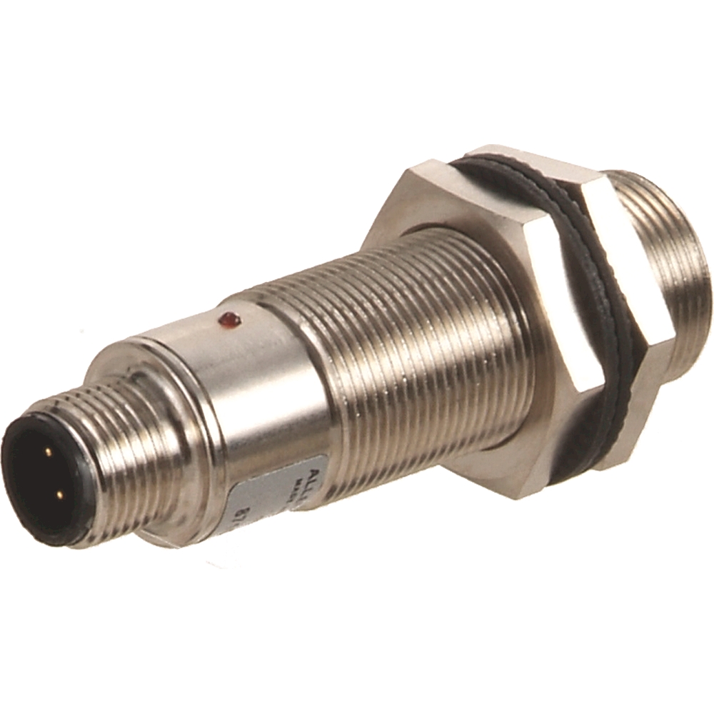 Product image for ABRA 871C-DT5NP18-U2 PROXIMITY SENSOR, 3-WIRE DC EXTENDED TEMPERATURE, TUBULAR NICKEL PLATED BRASS, EXTENDED TEMPERATURE, 5MM SENSING DISTANCE, N.O., SOURCE (PNP) OUTPUT, PUR