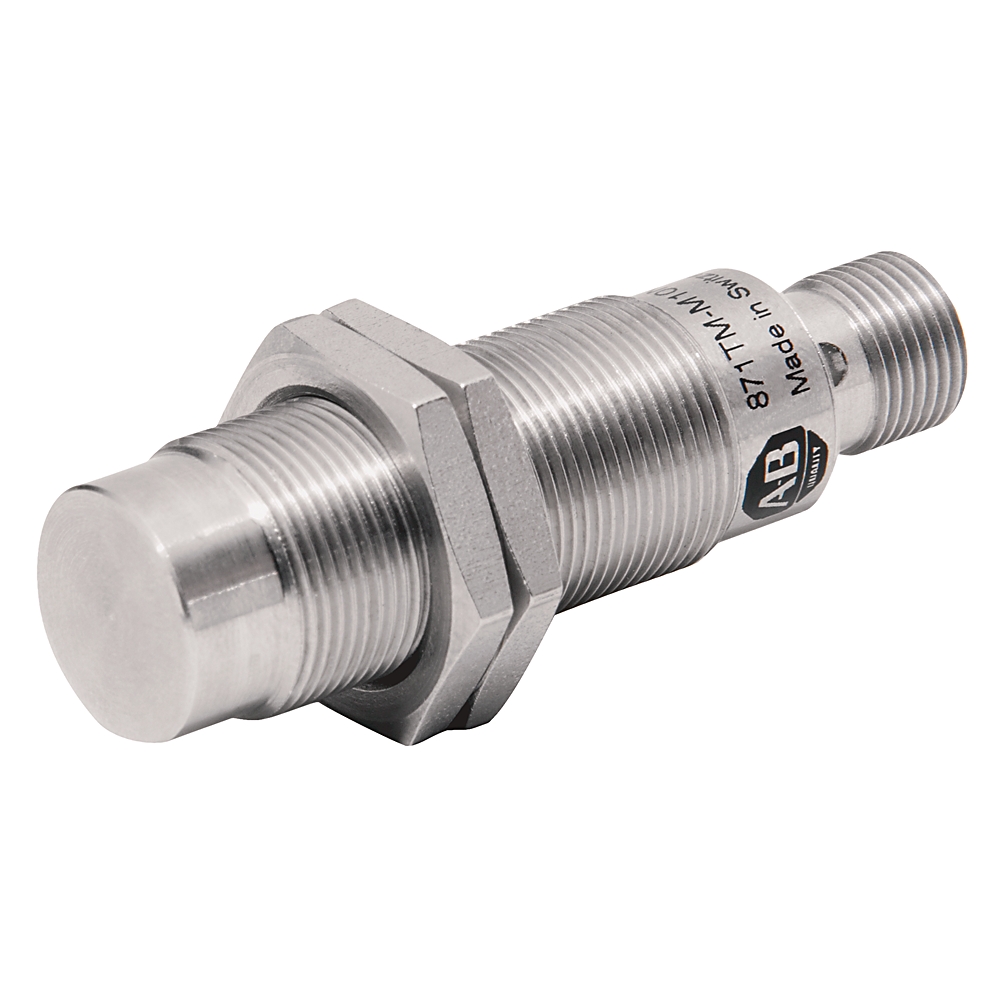 Product image for ABRA 871TM-M10NP18-D4 PROXIMITY SENSOR, 3-WIRE DC EXTENDED RANGE STANDARD BARREL, 18MM DIAMETER, SHIELDED, TUBULAR STAINLESS STEEL, METAL FACE, 10MM SENSING DISTANCE, N.O., SOURCE (PNP) OUTPUT, IO LINK ENABLED, MICRO QD (DC)