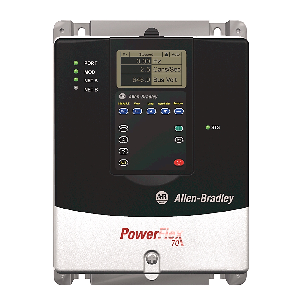 Product image for ABRA 20AD5P0A0AYNANC0 DRIVE 480V 5A CONT 3PH 3HP ND OR 2HP HD N1 PANEL MOUNT ENCLOSURE ENHANCED
