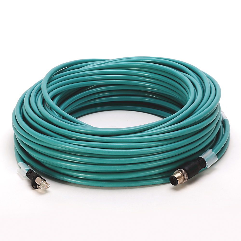 Product image for Patchcord 4-conductor M12 male/RJ45 straight teal 3m