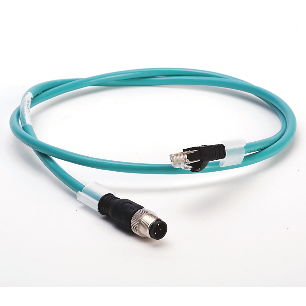 Product image for Patchcord 4-conductor M12 male/RJ45 straight teal 4m