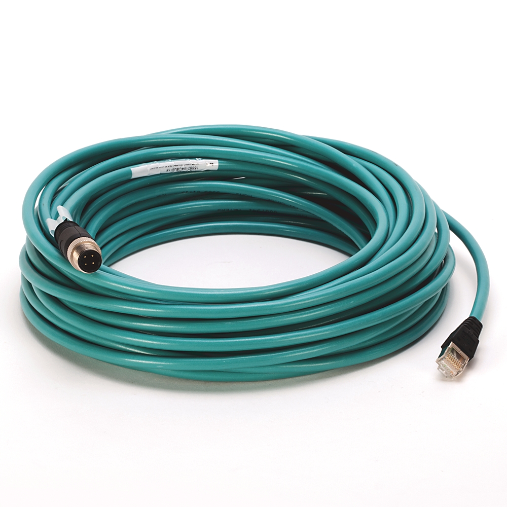 Product image for Patchcord 4-conductor M12 male/RJ45 straight teal 15m