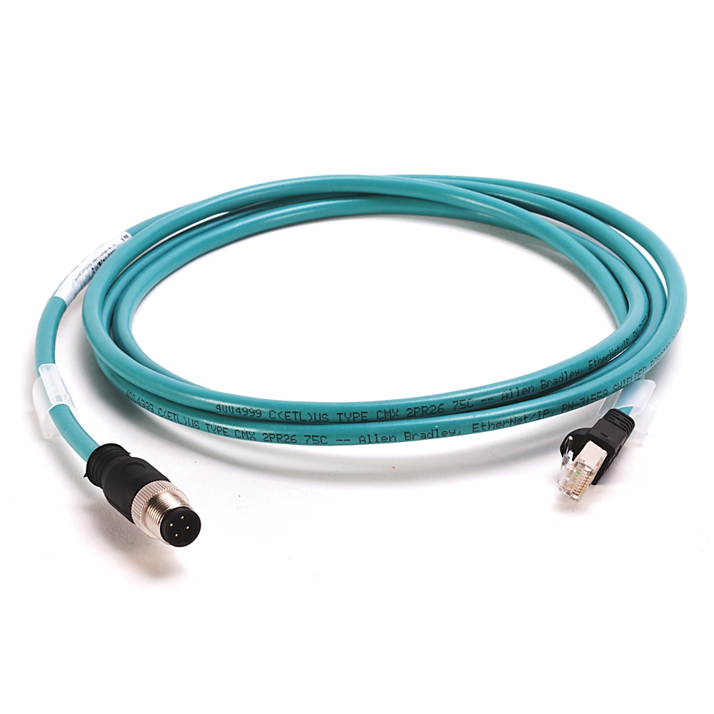 Product image for Patchcord 4-conductor M12 male/RJ45 straight teal 2m