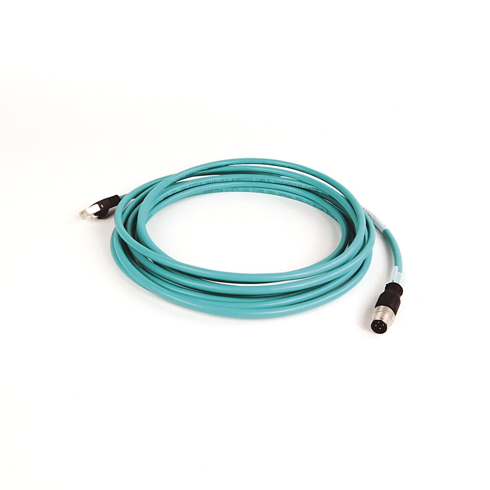 Product image for Patchcord 4-conductor M12 male/RJ45 straight teal 5m